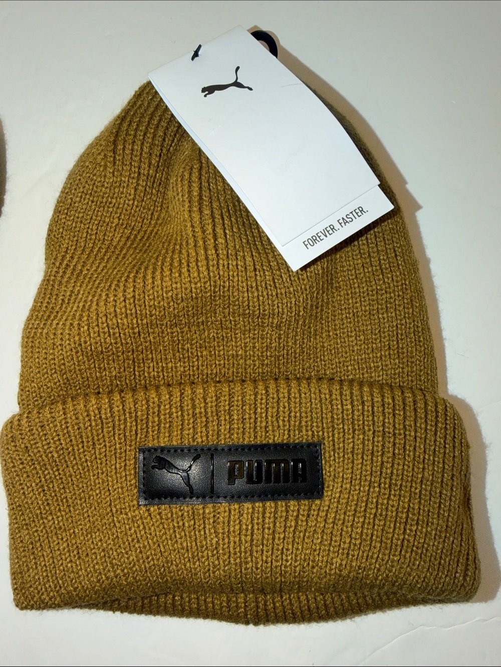 Puma Men's Knit Beanie in Mustard Gold